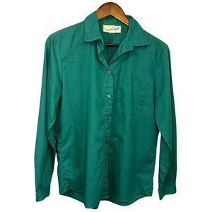 Vintage Diane Von Furstenberg Green Button-Up Shirt DVF 70s/80s Shirt Size 12